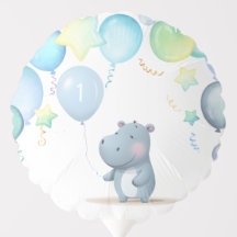 Hippo Birthday - azul-macio