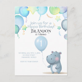 Hippo Birthday — convite simples