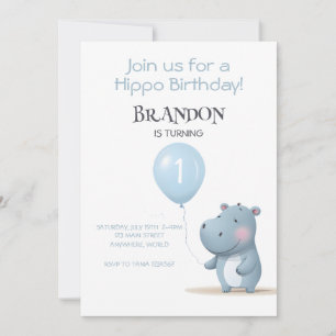 Hippo Birthday — convite simples