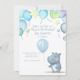 Hippo Birthday — convite simples