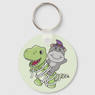 Hippo Happy Halloween T-rex Mummy Costume Chaveiro
