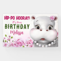 Hippo Pink Floral Girl Birday