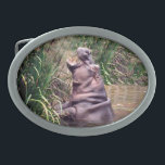 Hippo Roar, Belt Buckle<br><div class="desc">Foto de um hipopótamo rugindo em seu lago</div>