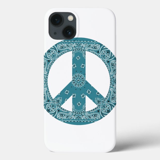 Hippy Bandanna - Sinal de paz Teal Case-Mate iPhon (Verso)