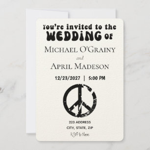 Hippy Sinal de Paz Convite de Casamento