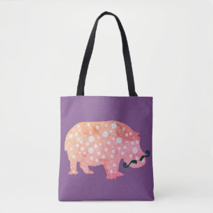 Hipster Hippopotamus All-Over-Impressão Tote Bag