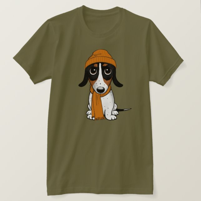 Hipster Piebald Dachshund - Camiseta de Cão (Frente do Design)
