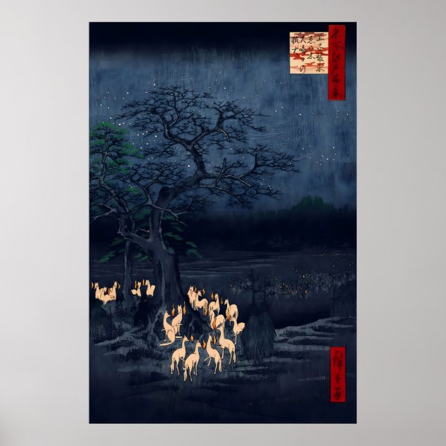 Hiroshige Ukiyo-e Poster Foxfires at the Changing (Frente)