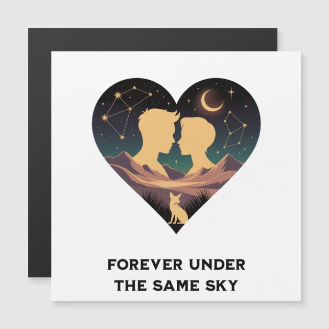 História de Amor Cósmico Coração com Amantes e Art (Frente/Verso)