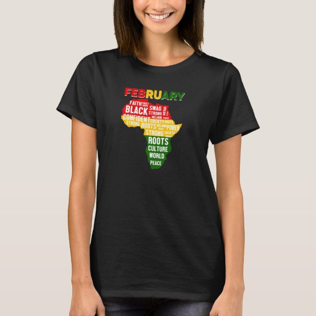 História Negra Mês Camisa Mapa Africano Feb Orgulh (Frente)