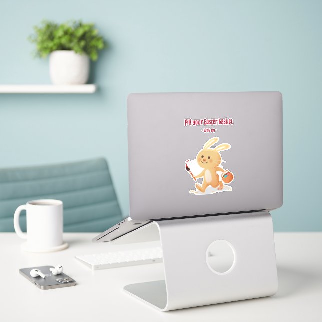 Histórias de coelhos de Páscoa design 2 - Adesivo (Laptop na mesa)