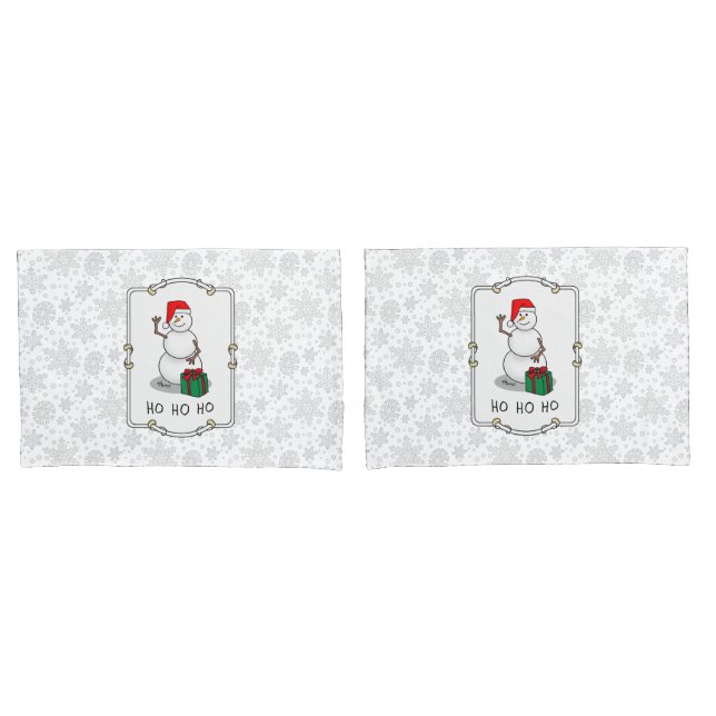 Ho Ho Feliz Papais noeis de Natal Bonito Snowman (Frente - conjunto)