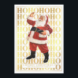 Ho Ho Ho Feliz Cartões de Natal Folha de Ouro<br><div class="desc">Diversão Ho Ho Feliz Cartões de Natal com Papai Noel vintage em folha de ouro falso.</div>