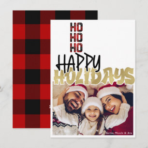 HO HO HO Grunge Férias Douradas Cartão de Natal