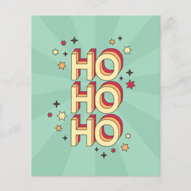 Ho ho ho natal texto sazonal e estrelas (Frente)