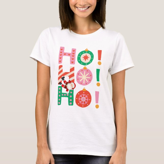 Ho Ho Ho Papai noel Camisa de Natal (Frente)