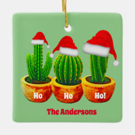 Ho Ho Ho Três Enfeites de natal Cactus Personaliza