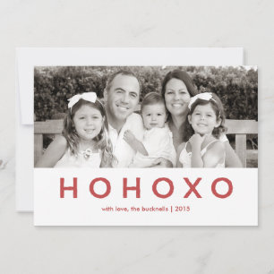HO XO Red Text Cartões de foto de Natal