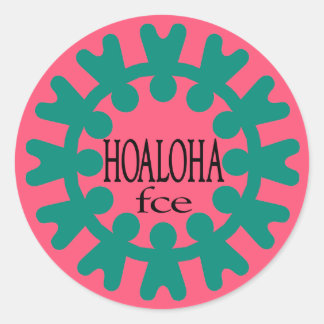 Hoaloha Teal em Adesivo Redondo Rosa