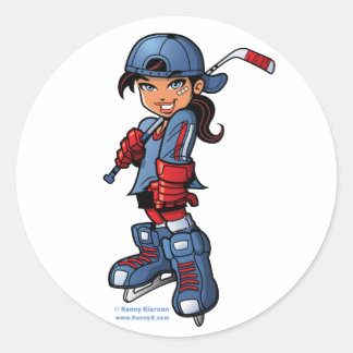 Hockey Girl 3" Adesivos redondos