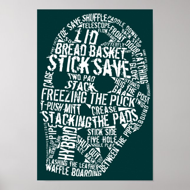 Hockey Goalie Mask Typography Poster (Frente)