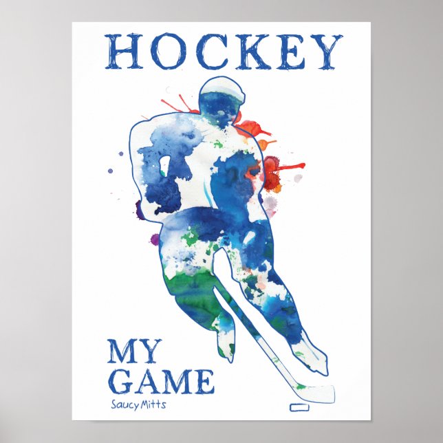 Hockey My Game Watercolor Poster (Frente)