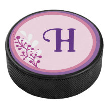 Hockey Puck- Adicione sua inicial - Roxo
