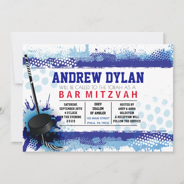 HOCKEY SPLASH Bar Mitzvah Convite (Frente)