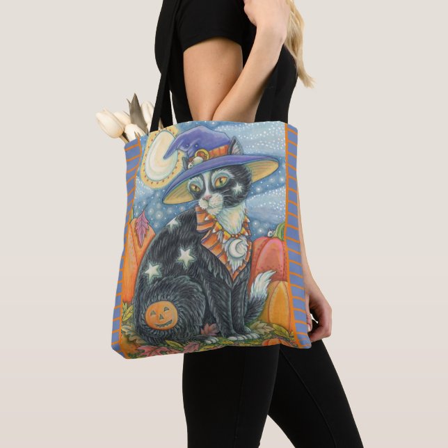 HOCUS POCUS BLACK CAT WITCH SHULDER TOTE BAG (Close Up)