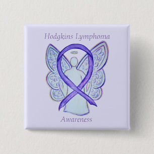 Hodgkins Linfoma Art Angel Violet Ribbon Pins