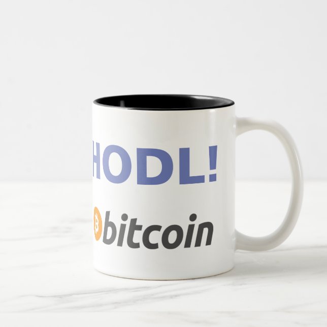 HODL! Caneca do Dois-tom de Bitcoin (Direita)