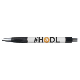 #HODL com a caneta do símbolo de Bitcoin