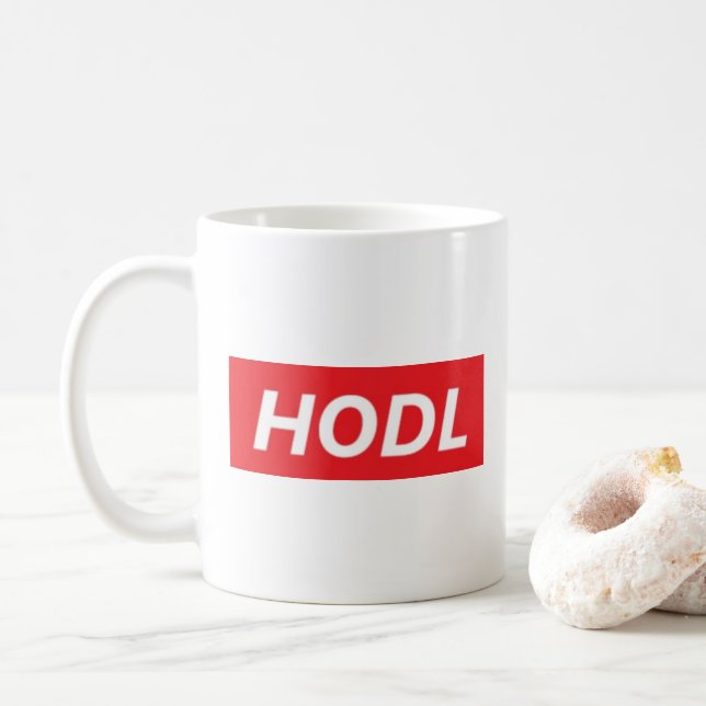 HODL (posse) sua caneca de Cryptocurrency Bitcoin (Com Donut)