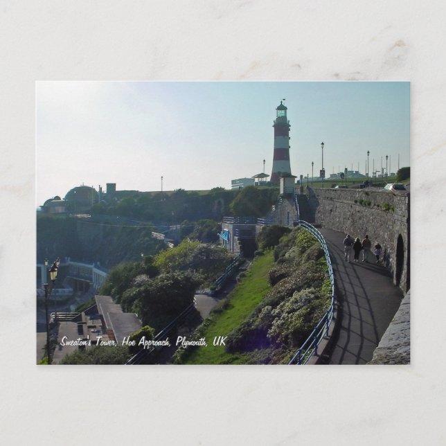 Hoe Approach & Smeaton's Tower, cartão postal Plym (Frente)