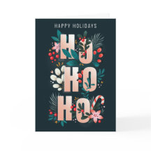 HoHo Holly Branches Candy Cane Cartão de Natal