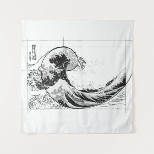 Hokusai encontra tapeçaria Fibonacci, Preta e Bra