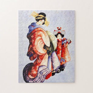 Hokusai Oiran e Kamuro Quebra-cabeça