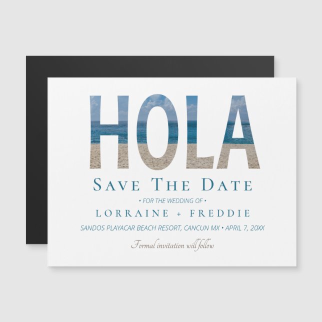 Hola Mexico Beach Wedding Save The Date (Frente/Verso)