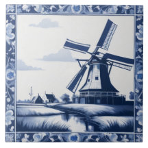 Holanda Windmill Delft Blue/White