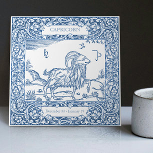 Holandês Delft Blue Capricorn Vintage Sinal Zodiac