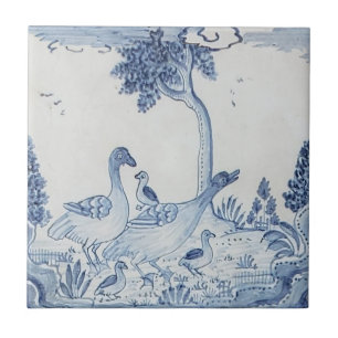 Holandês Delft com Gansos ou Patos Antique-25