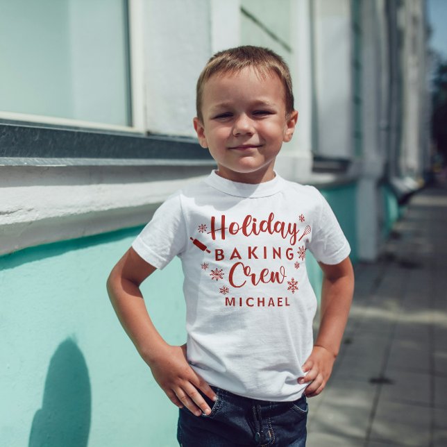 Holiday Baking Crew Kids Camisa com Nome (Criador carregado)
