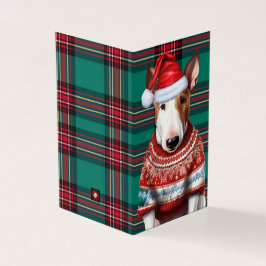 Holiday Bull Terrier Dog Red Green Xadrez Natal