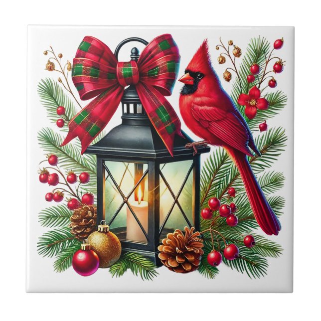 Holiday Cardinal Ceramic Tile (Frente)