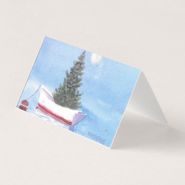 Holiday Christmas Tree in Dory Rowboat Folded Card (Frente)