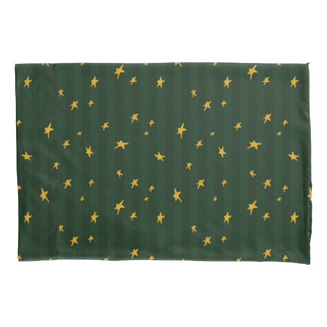 Holiday Green Yellow Stripe Star Christmas  (Frente)