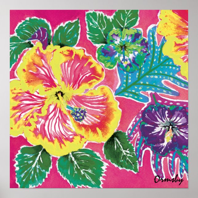 Holiday Hibiscus Magenta poster (Frente)