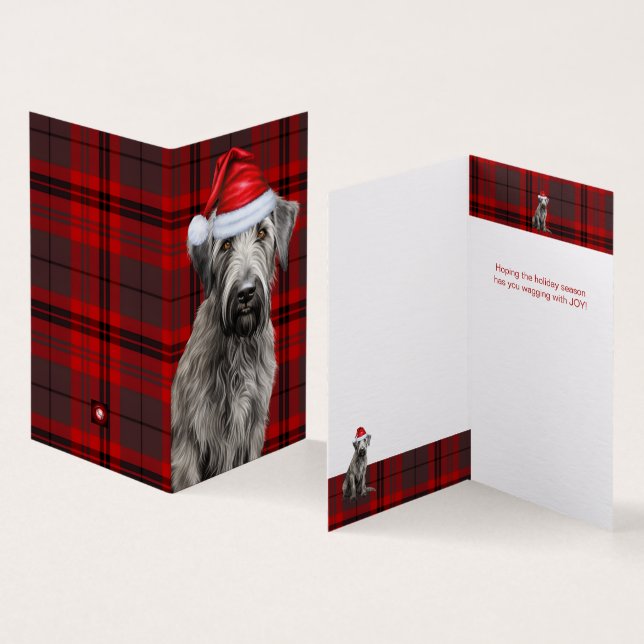 Holiday Irish Wolfhound Dog Red Plaid Christmas (Interior e exterior)