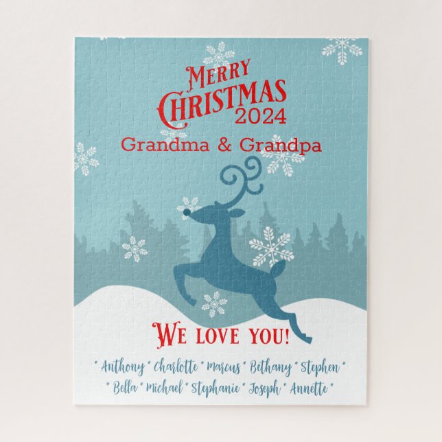 Holiday Reindeer Personalizado Quebra-cabeça de Va (Vertical)