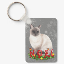 Holiday Siamese Cat Watercolor Chaveiro